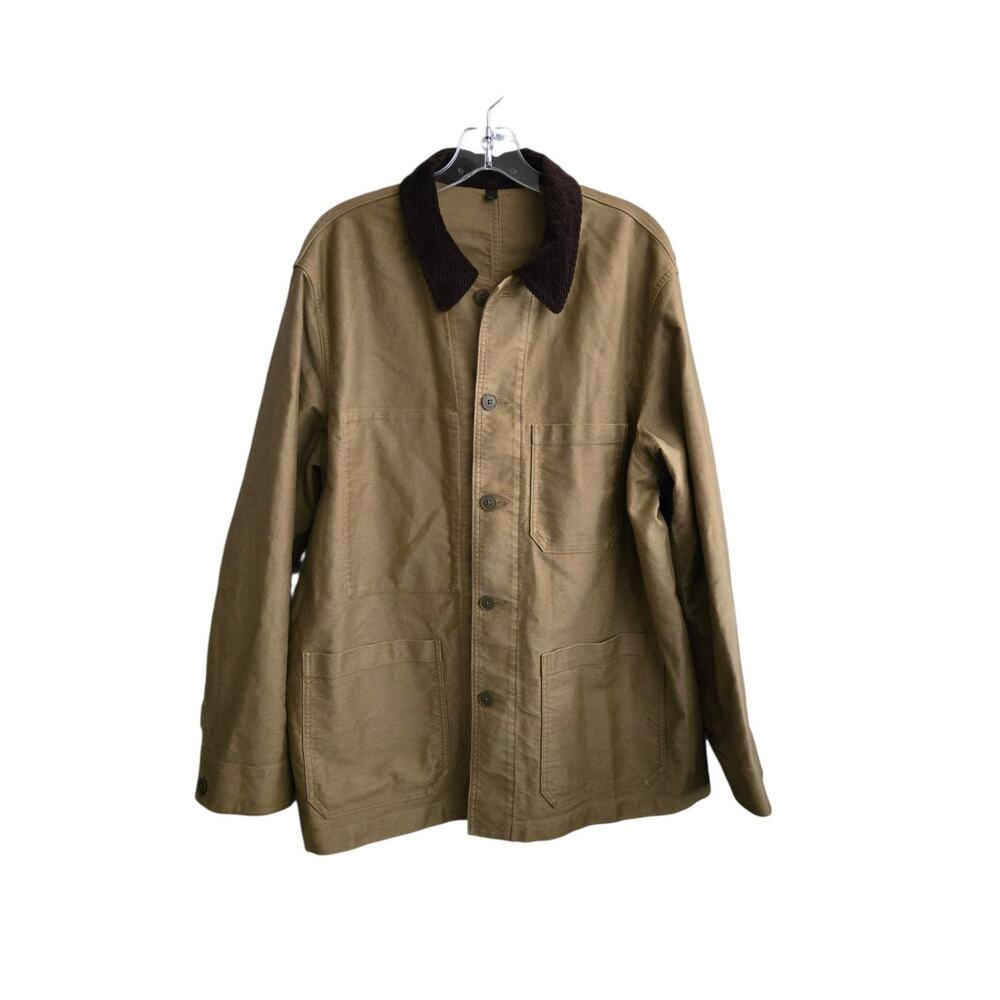 Heritage Muji Chore Jacket Corduroy Collar Men's L Tan Brown Barn Ranch Stable